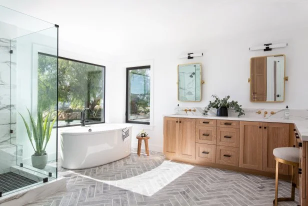 Modern bathroom remodel plumbing