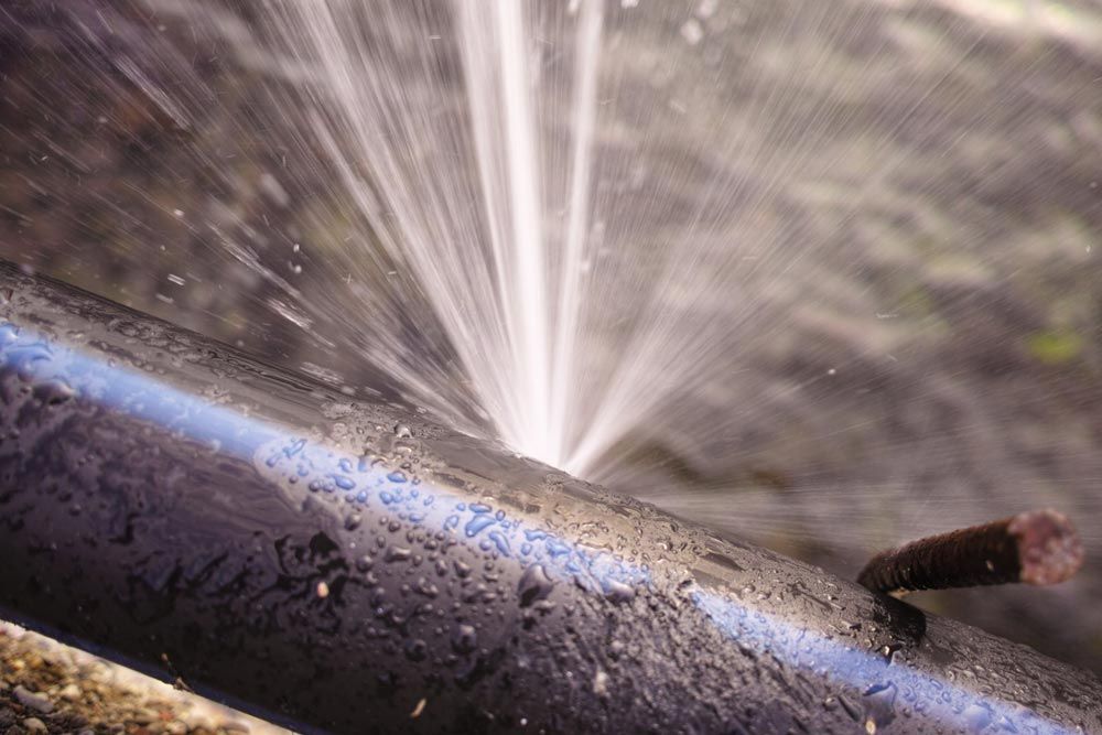 Burst water pipe being repaired