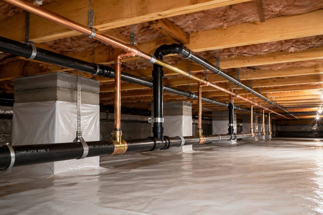 Whole-home repipe with copper and PEX piping